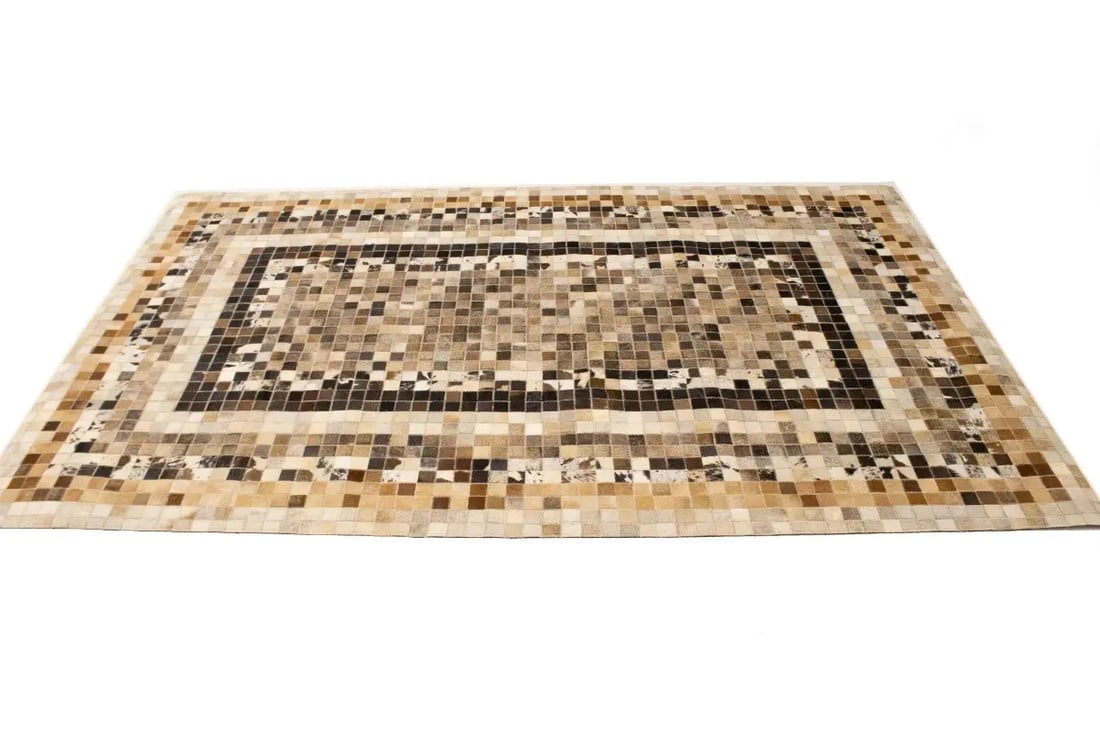 Multicolored Cowhide 5X8 Modern Leather Rug - 5