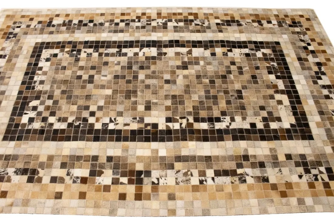 Multicolored Cowhide 5X8 Modern Leather Rug - 6