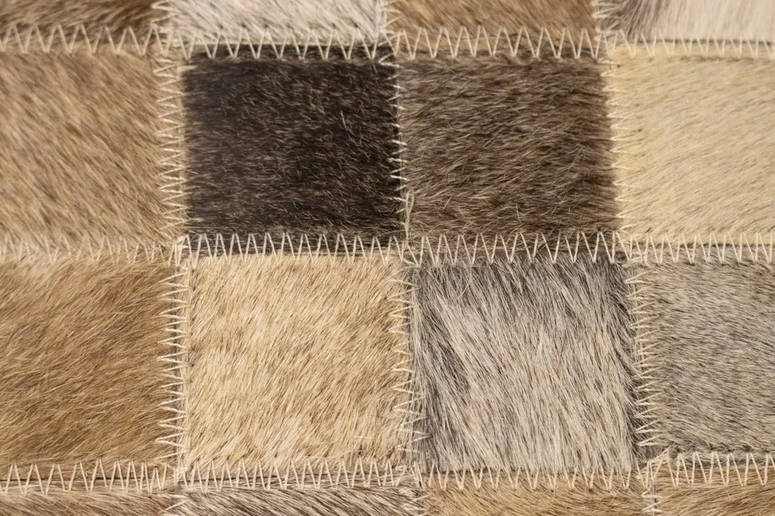 Multicolored Cowhide 5X8 Modern Leather Rug - 7