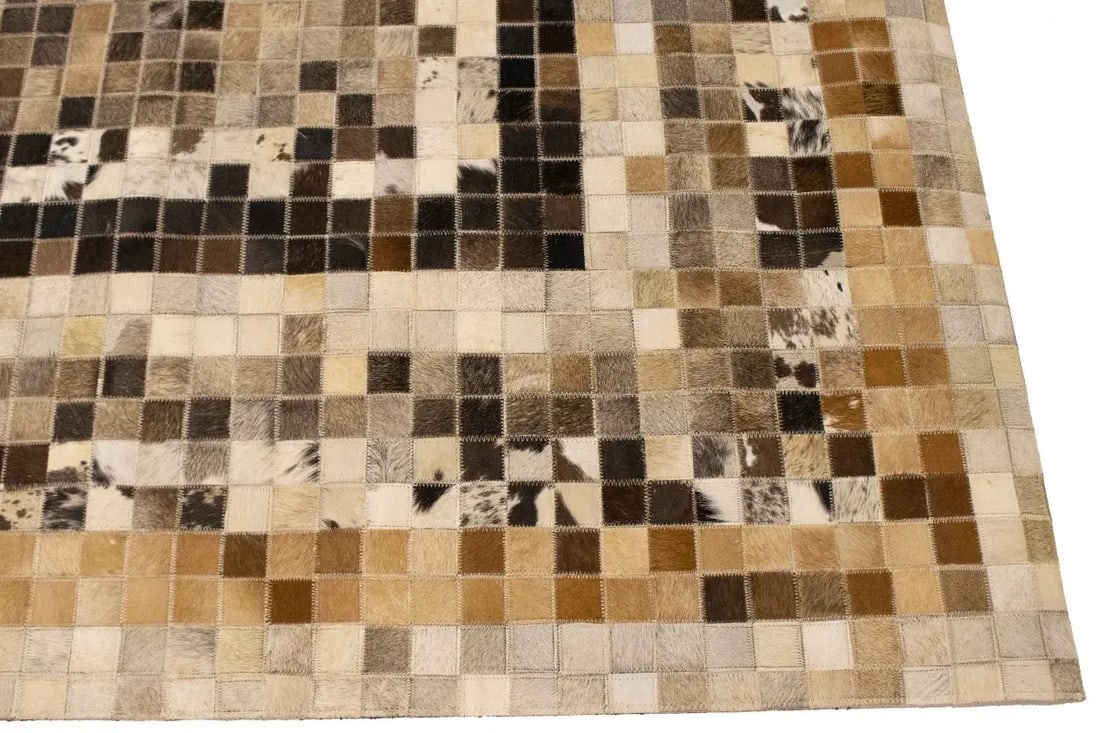 Multicolored Cowhide 5X8 Modern Leather Rug - 8