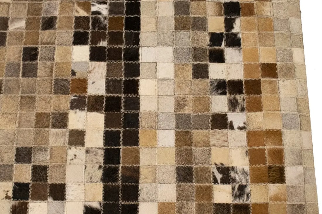 Multicolored Cowhide 5X8 Modern Leather Rug - 9