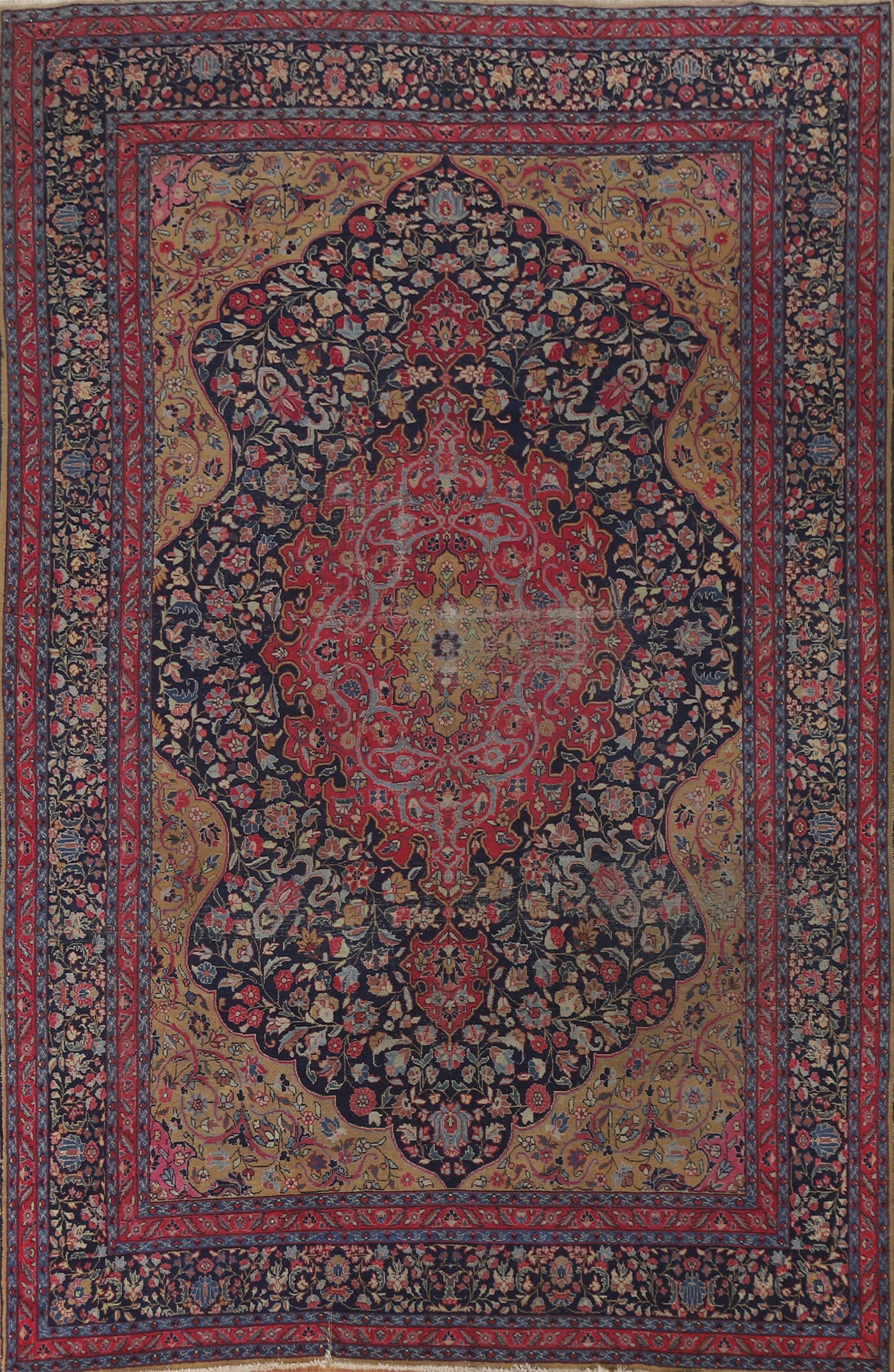 Pre-1900 Vegetable Dye Tabriz Persian Living Room Rug 7x11: Title:Pre-1900 Vegetable Dye Tabriz Persian Living Room Rug 7x11Origin:A Beautiful Genuine Iran ( Persia ) Tabriz rug is Hand Knotted by skillful weavers in Iran ( Persia ) with 100% Wool Material.