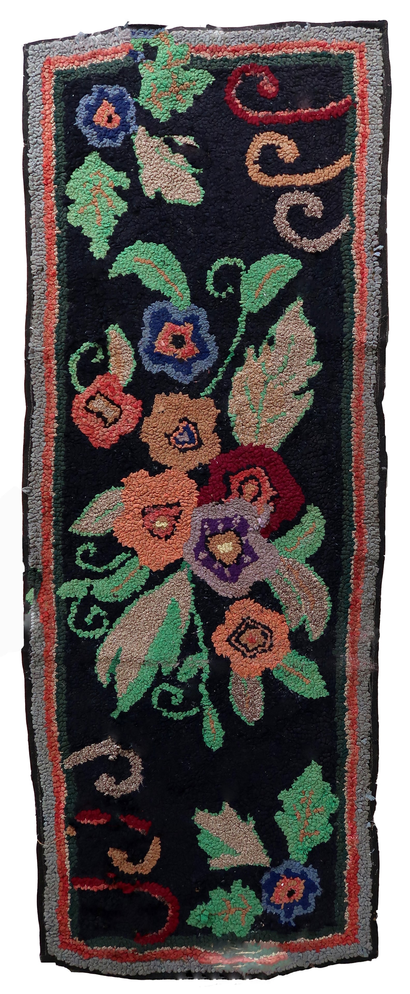 Handmade antique American Hooked rug 2.1' x 5.5' (65cm x 168cm) 1900s: Title:Handmade antique American Hooked rug 2.1' x 5.5' (65cm x 168cm) 1900sOrigin:USADimension:2.1' x 5.5' (65cm x 168cm)Materials:woolYear:1900sDescription:Handmade antique American Hooked rug in