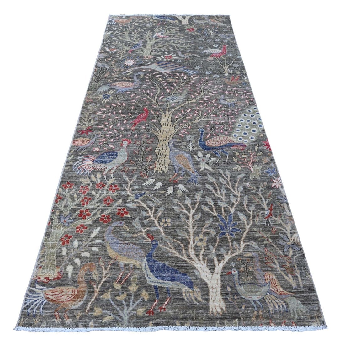 Lava Gray Afghan Peshawar Hand Knotted Wool Wide Runner Oriental Rug: Title: Lava Gray Afghan Peshawar Hand Knotted Wool Wide Runner Oriental Rug Description: This is a truly genuine one-of-a-kind. It has been Knotted for months and months in the centuries-old weaving c
