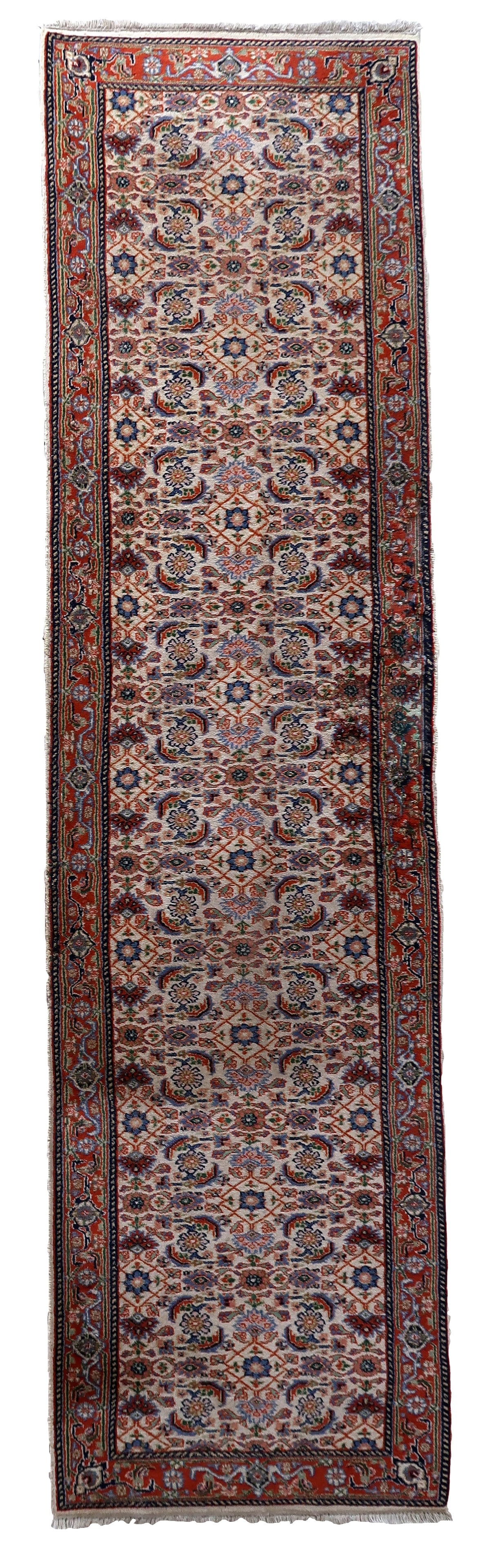 Handmade vintage Persian Mahal runner 2.5' x 9.8' (79cm x 301cm) 1960s (1 of 11)