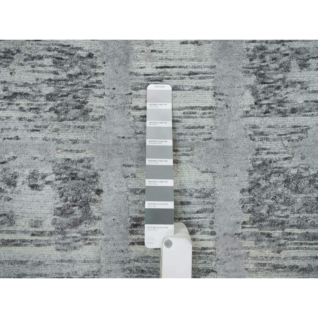 Gray Hand Spun Wool Hand Knotted Modern Design XL Runner Oriental Rug - 4