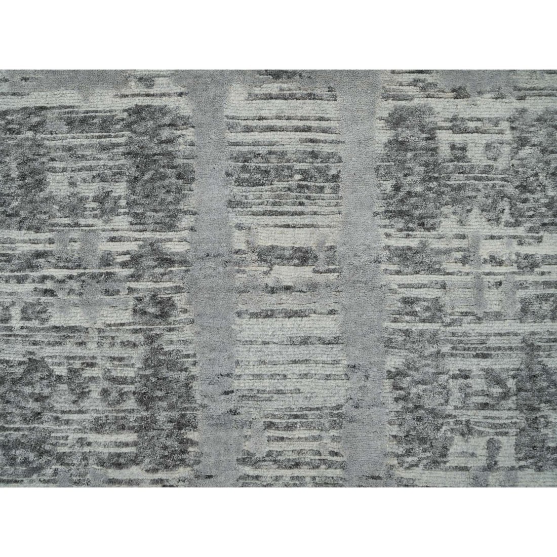 Gray Hand Spun Wool Hand Knotted Modern Design XL Runner Oriental Rug - 5