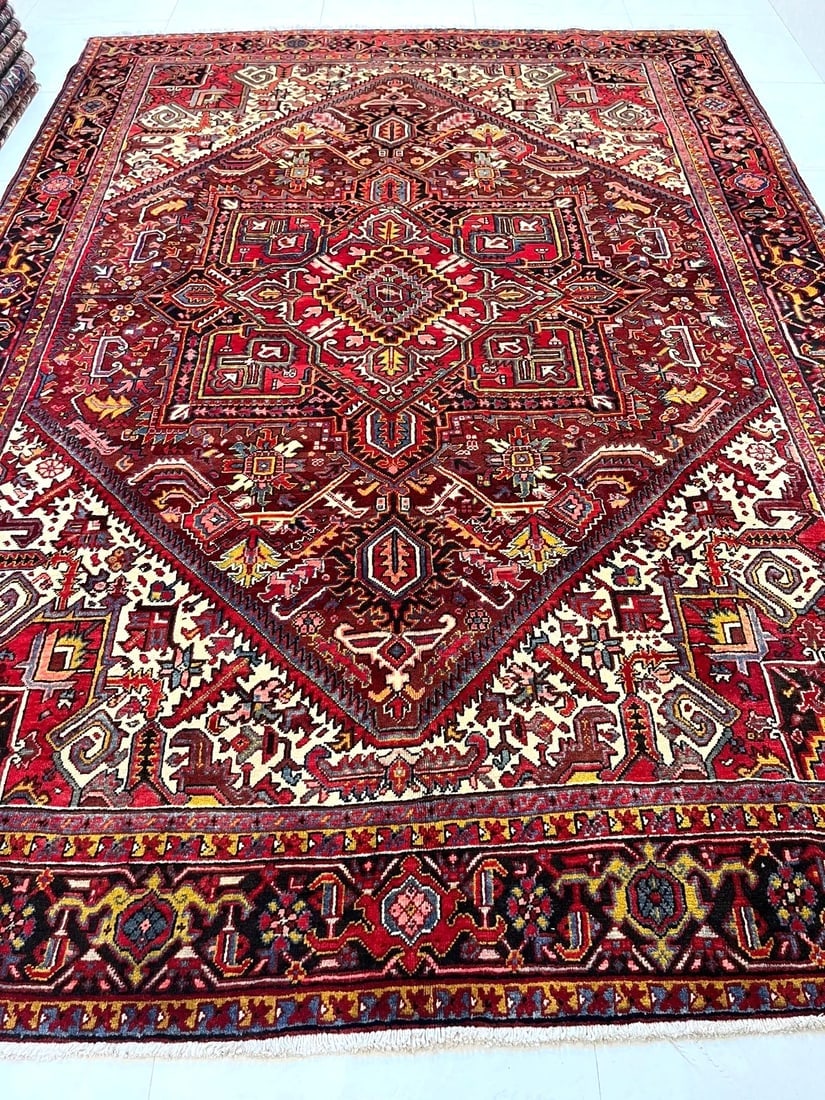 Hand Knotted Persian Heriz Tribal Wool Oriental Area Rug 8' x 11'1" - 2
