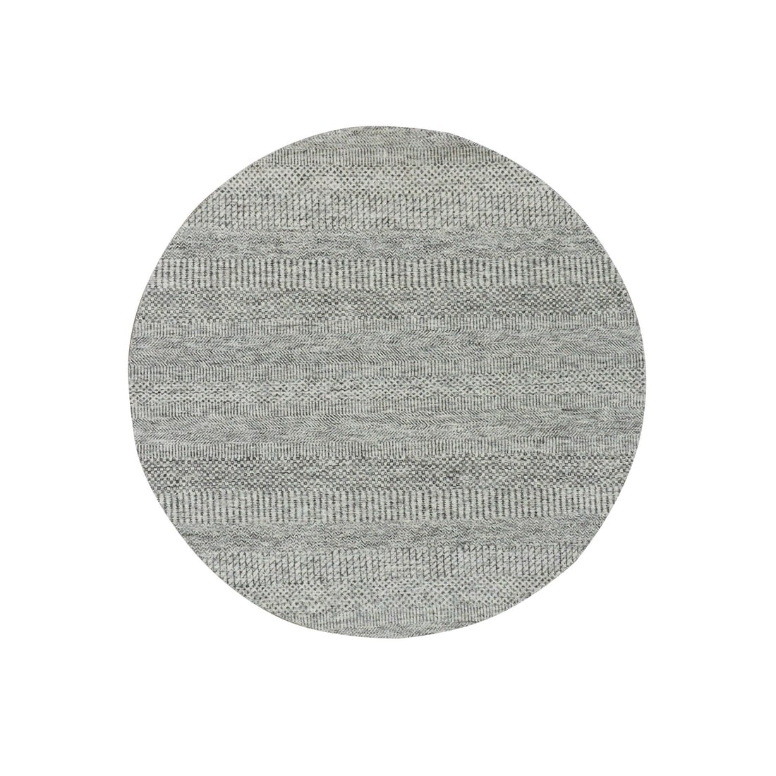 Timberwolf Gray Grass Design Undyed Wool Hand Knotted Round Rug: Title: Timberwolf Gray Grass Design Undyed Wool Hand Knotted Round Rug Description: This is a truly genuine one-of-a-kind. It has been Knotted for months and months in the centuries-old weaving crafts