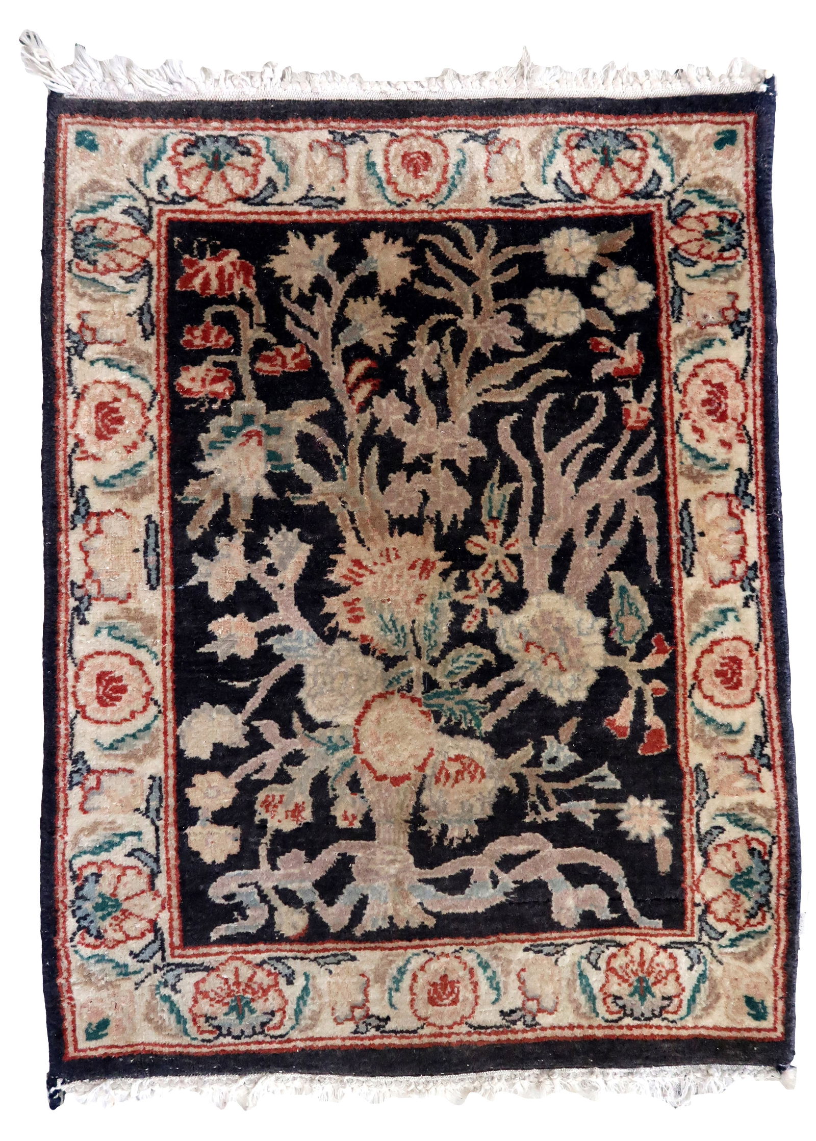 Handmade vintage Persian Tabriz rug 1.5' x 2' (48cm x 64cm) 1970s: Title:Handmade vintage Persian Tabriz rug 1.5' x 2' (48cm x 64cm) 1970s Origin:Middle East Dimension:1.5' x 2' (48cm x 64cm) Materials:wool Year:1970s Description:Handmade vintage Persian Tabriz rug i