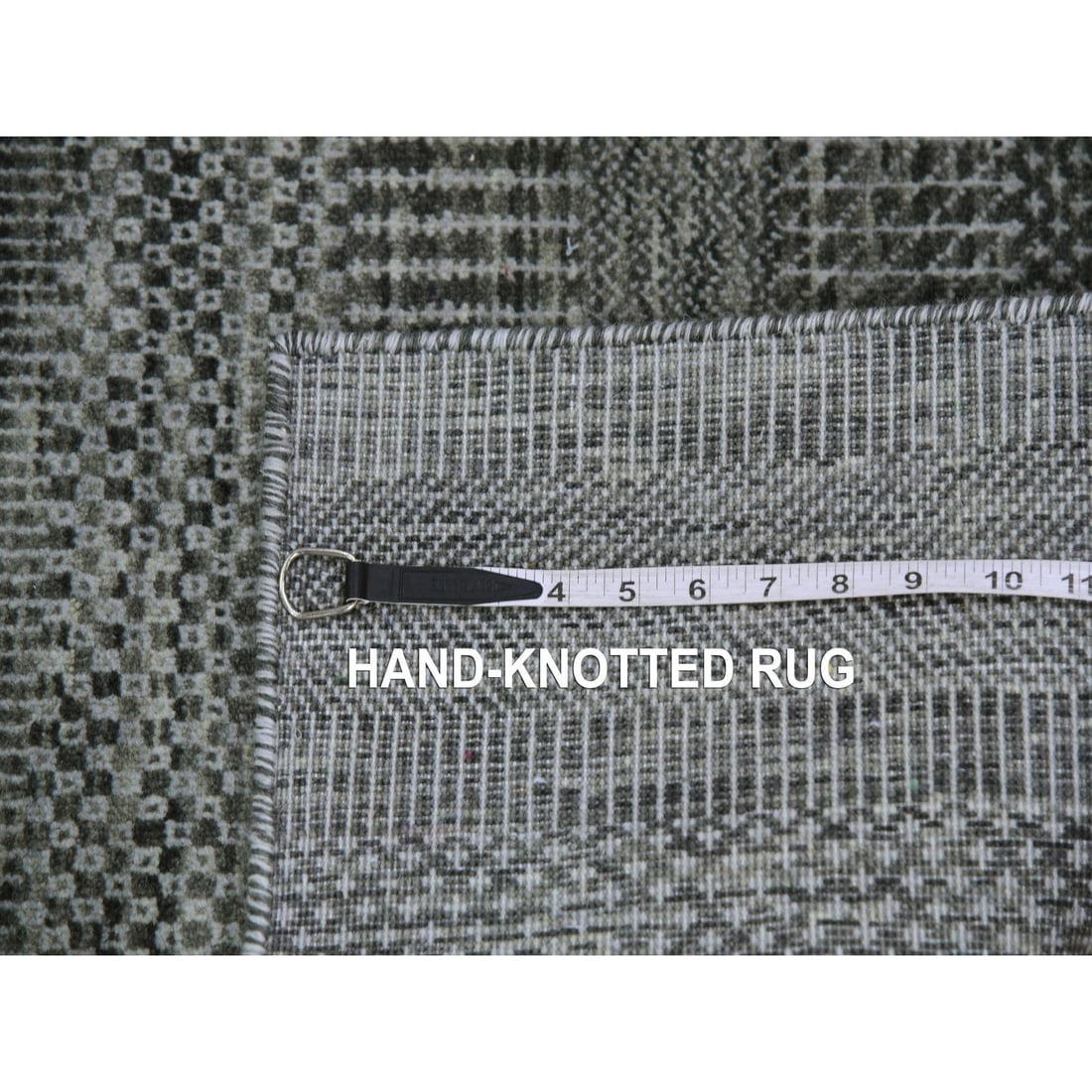 Echo Gray Hand Knotted Pure Dyed Wool Grass Design Mat Rug - 4