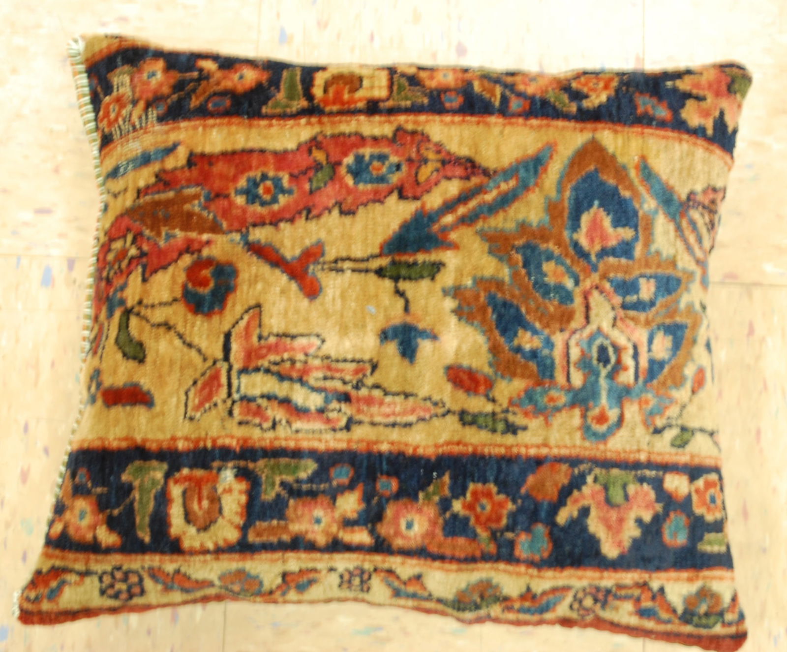 Hand-Made antique rug Pillow Cushion Rug 1'2" x 1' 8": Title: Hand-Made antique rug Pillow Cushion Rug 1'2" x 1' 8"Description:Antique detailed design hand made functional_useable pillow_cushion with exact size of 1'2" x 1' 8" the pillow is filled with