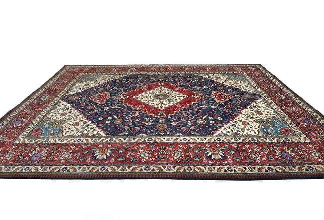 Vintage Purple-navy Floral Traditional 9'8X12'4 Tabriz Persian Rug - 4