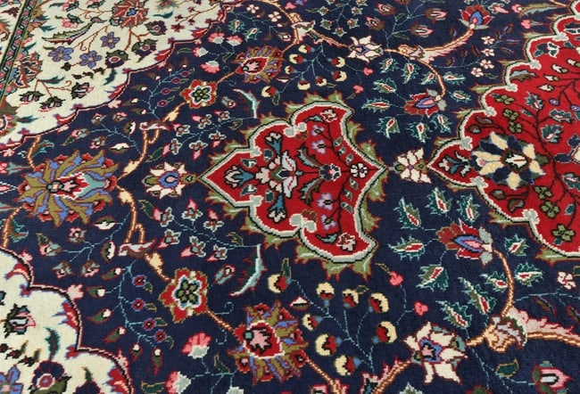 Vintage Purple-navy Floral Traditional 9'8X12'4 Tabriz Persian Rug - 6