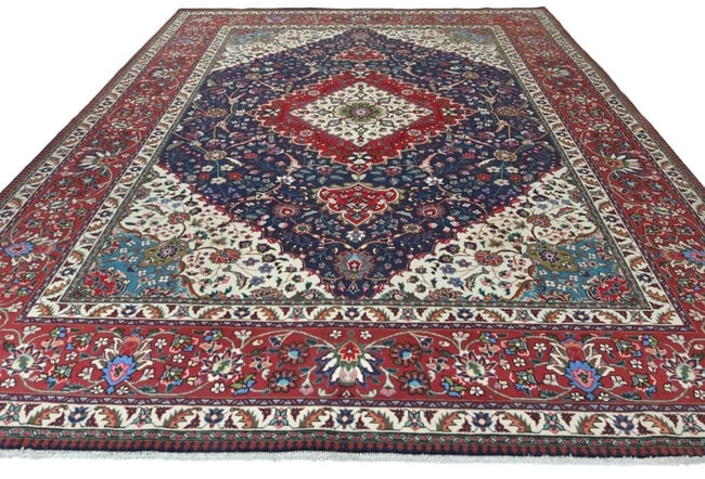 Vintage Purple-navy Floral Traditional 9'8X12'4 Tabriz Persian Rug - 9