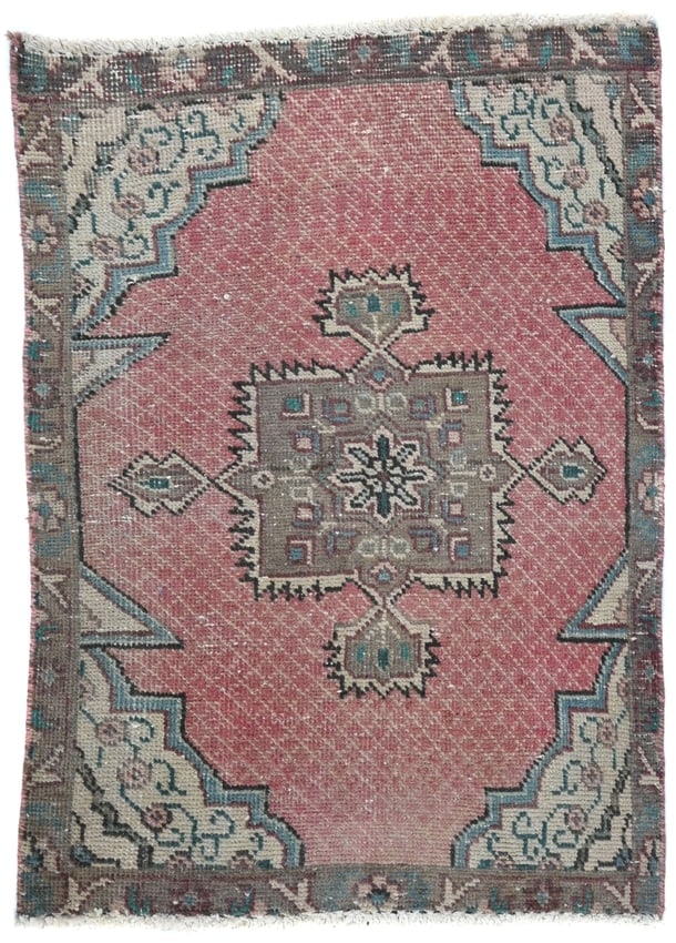 Semi Antique Muted Floral 1'9X2'5 Distressed Vintage Oriental Rug: Title: Semi Antique Muted Floral 1'9X2'5 Distressed Vintage Oriental Rug Description: Hand-knotted semi-antique Oriental rug made with classic craftsmanship Traditional floral pattern designed for ent