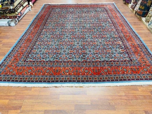 Vintage Persian Tabriz Rug-4802: Title:Vintage Persian Tabriz Rug-4802 Description:Beautiful Vintage Persian Tabriz, central persia, size 8 ft. 2 inches by 11 ft. 5 inches, circa 1950, eXcellent condition onlight blue field, complete