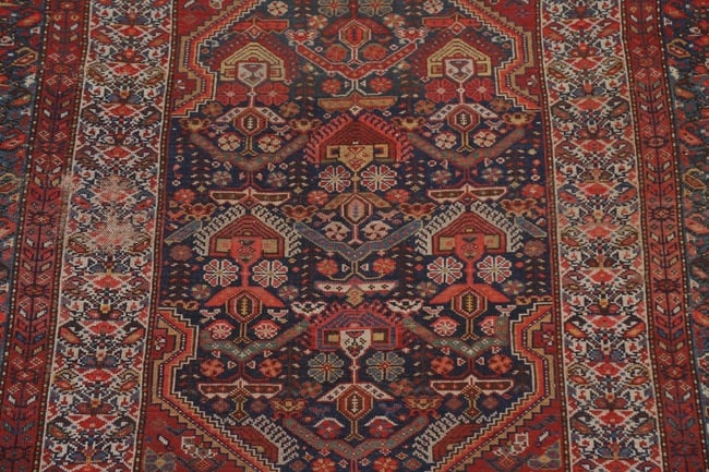 Pre-1900 Antique Vegetable Dye Bakhtiari Persian Rug 5X6 - 5