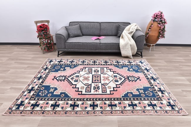 6'0'' X 8'3'' Handmade Vintage Wool Rug - 242309: Title: 6'0'' X 8'3'' Handmade Vintage Wool Rug - 242309 Description:6'0'' X 8'3'' Handmade Vintage Wool Rug - 242309 Origin:Turkiye Date/Period:1960-90 Materials:Wool,Cotton Dimension:6'0''X8'3'' ft,