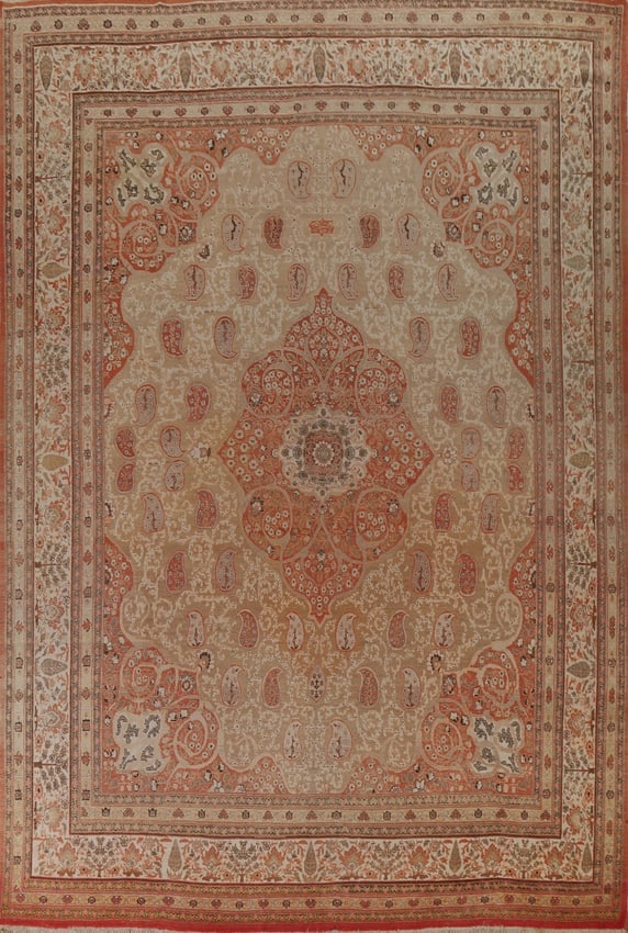 Pre-1900 Antique Tabriz Haj Jalili Vegetable Dye Persian Rug 10X13: Title:Pre-1900 Antique Tabriz Haj Jalili Vegetable Dye Persian Rug 10X13 Origin:A Beautiful Genuine Iran ( Persia ) Tabriz (Haj Jalili) rug is Hand Knotted by skillful weavers in Iran ( P