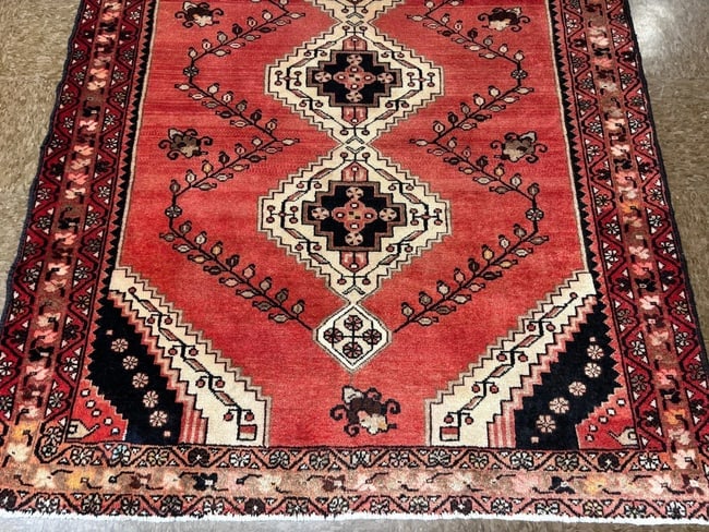 Hand Knotted Persian Saveh Red Geometric Wool Vintage Oriental Area Rug 4'7" X 6'6" - 3