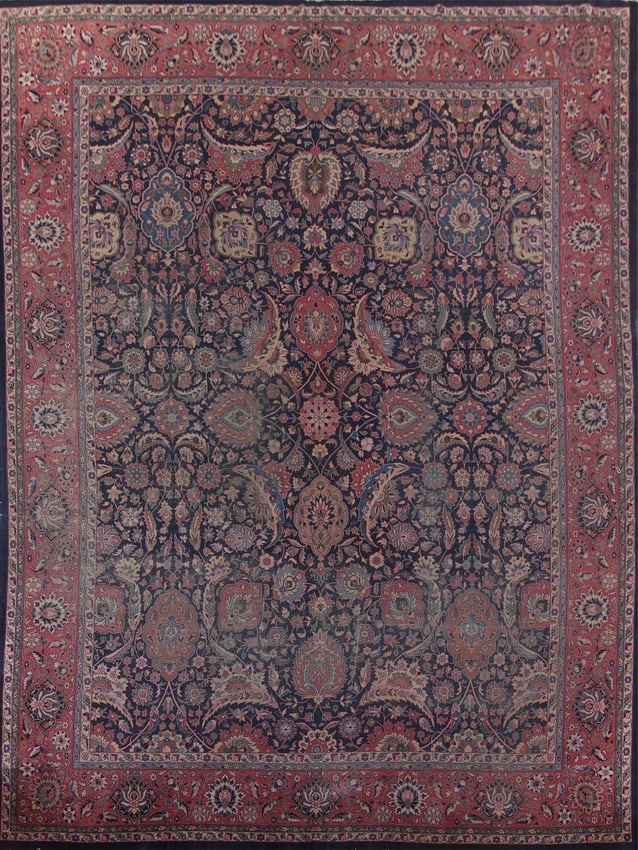 Pre-1900 Antique Vegetable Dye Tabriz Persian Rug 10X15: Title:Pre-1900 Antique Vegetable Dye Tabriz Persian Rug 10X15Origin:A Beautiful Genuine Iran ( Persia ) Tabriz rug is Hand Knotted by skillful weavers in Iran ( Persia ) with 100% Wool Material. This