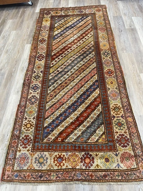 Colorful Antique South Caucasian Runner-4967: Title:Colorful Antique South Caucasian Runner-4967 Description:Georgous antique South Caucasian rug with beautiful strip design , size 4 ft. by 9 ft. 4 inches, circa 1900 in eXcellent condition with a