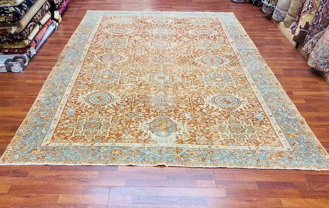 Antique Persian Karajeh / Heriz rug-4653: Title:Antique Persian Karajeh / Heriz rug-4653 Description:Beautiful antique Persian Heriz rug from northwest Persia, size 7 ft. 7 inches, by 10 ft. 7 inches circa 1920,eXcellent condition with a smal