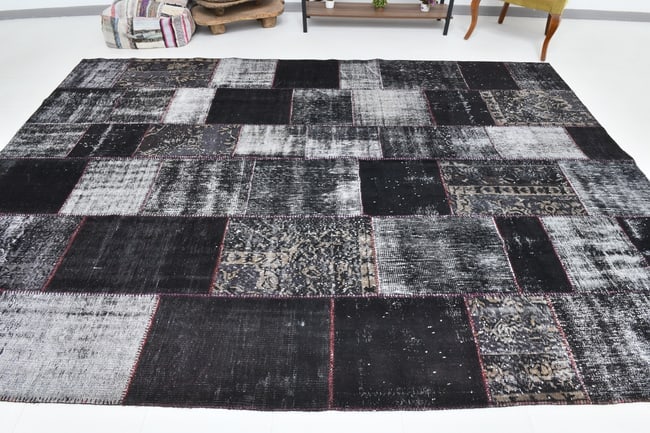 8'4'' X 11'5'' Handmade Vintage Wool Patchwork Rug - 582 - 3