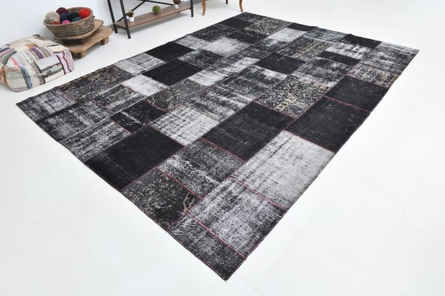 8'4'' X 11'5'' Handmade Vintage Wool Patchwork Rug - 582 - 4