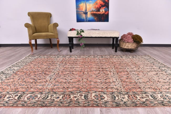 5'4'' X 8'9'' Handmade Vintage Wool Rug - 245454: Title: 5'4'' X 8'9'' Handmade Vintage Wool Rug - 245454Description:5'4'' X 8'9'' Handmade Vintage Wool Rug - 245454Origin:TurkiyeDate/Period:1960-90Materials:Wool,CottonDimension:5'4''X8'9'' ft,