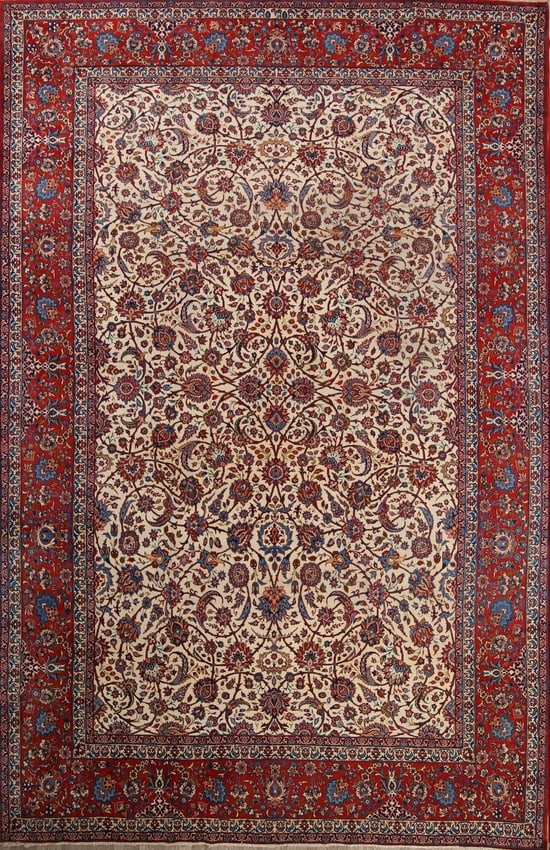Antique Floral 10X16 Isfahan Persian Area Rug (1 of 20)