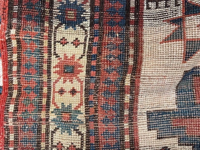 Antique ivory Field star design kazak caucasian rug-4819 - 8