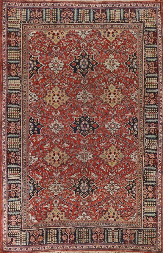 Antique Vegetable Dye Mahal Persian Living Room Rug 7X10: Title:Antique Vegetable Dye Mahal Persian Living Room Rug 7X10 Origin:A Beautiful Genuine Iran ( Persia ) Mahal rug is Hand Knotted by skillful weavers in Iran ( Persia ) with