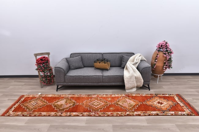 2'7'' X 11'9'' Vintage Wool Runner Rug - 242494: Title: 2'7'' X 11'9'' Vintage Wool Runner Rug - 242494Description:2'7'' X 11'9'' Vintage Wool Runner Rug - 242494Origin:TurkiyeDate/Period:1960-90Materials:Wool,CottonDimension:2'7''X11'9'' ft,