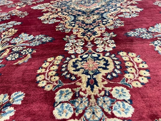 Hand-Knotted Persian Kerman Semi-Antique Red Wool Oriental Rug Carpet 9'10" X 13'6" - 9