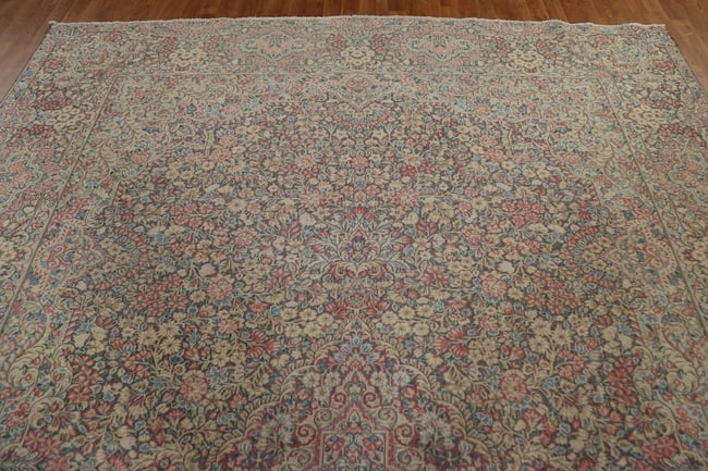 Antique Floral Kerman Persian Area Rug 9X12 - 13
