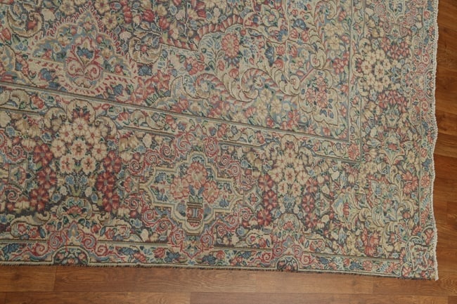 Antique Floral Kerman Persian Area Rug 9X12 - 14