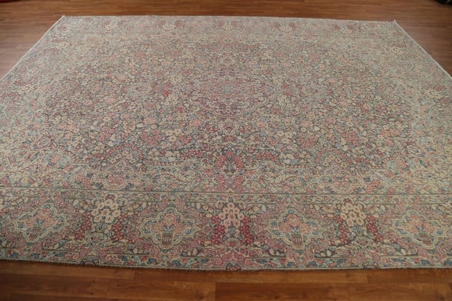 Antique Floral Kerman Persian Area Rug 9X12 - 15