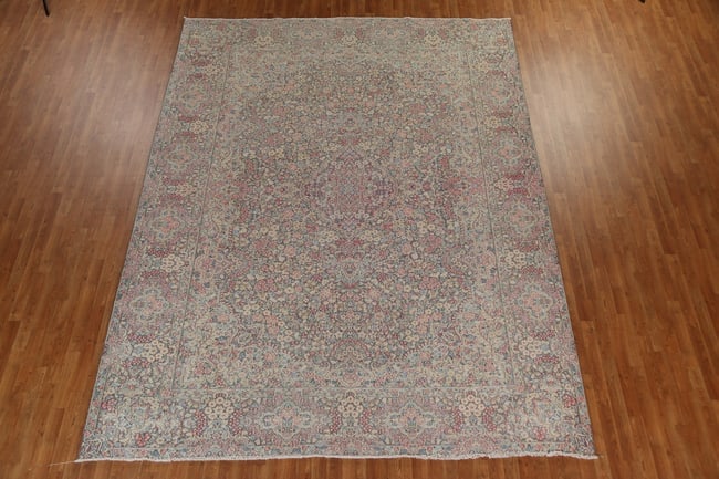 Antique Floral Kerman Persian Area Rug 9X12 - 3
