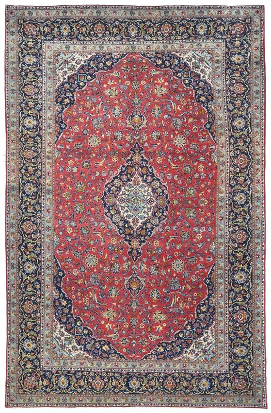 Vintage Red Traditional Floral 8X12 Kashan Persian Rug: Title: Vintage Red Traditional Floral 8X12 Kashan Persian Rug Description: Vintage Persian rug, hand-knotted with eXpert craftsmanship Traditional style featuring a floral pattern Red, purple-navy, cr
