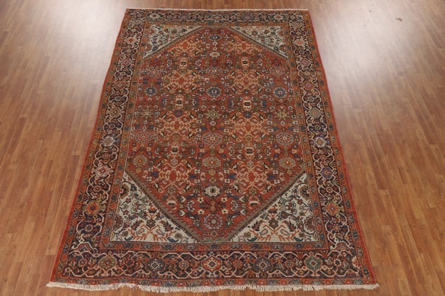 Pre-1900 Antique Vegetable Dye Mahal Persian Area Rug 8X12 - 18