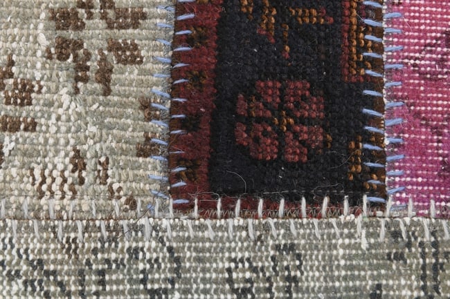 3'10'' X 5'1'' Handmade Vintage Wool Patchwork Rug - 45 - 12