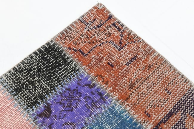 3'10'' X 5'1'' Handmade Vintage Wool Patchwork Rug - 45 - 13