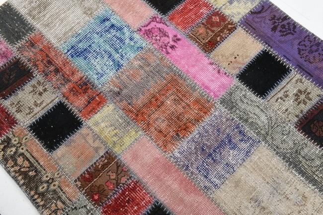 3'10'' X 5'1'' Handmade Vintage Wool Patchwork Rug - 45 - 8