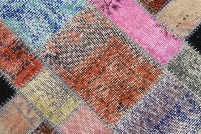 3'10'' X 5'1'' Handmade Vintage Wool Patchwork Rug - 45 - 9