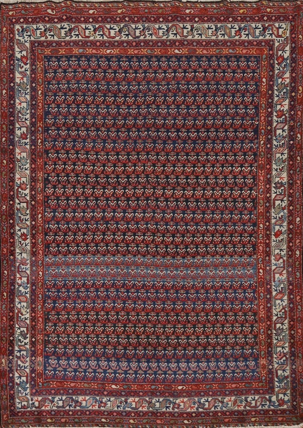Antique Vegetable Dye Malayer Persian Rug 5X6: Title:Antique Vegetable Dye Malayer Persian Rug 5X6Origin:A Beautiful Genuine Iran ( Persia ) Malayer rug is Hand Knotted by skillful weavers in Iran ( Persia ) with 100% Wool Material. This rug is