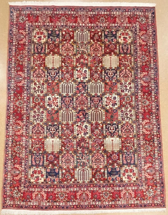 Hand-Knotted Semi-Antique Persian Bakhtiari Wool Tribal Garden Oriental Rug 8'9" X 12'1" - 3