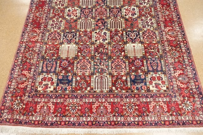 Hand-Knotted Semi-Antique Persian Bakhtiari Wool Tribal Garden Oriental Rug 8'9" X 12'1" - 4