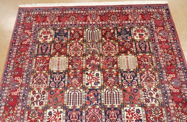 Hand-Knotted Semi-Antique Persian Bakhtiari Wool Tribal Garden Oriental Rug 8'9" X 12'1" - 6